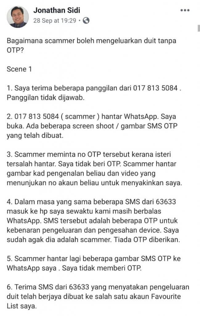 Scammer Boleh Keluarkan Duit Tanpa OTP, Pemuda Ini Rugi Ribuan Ringgit