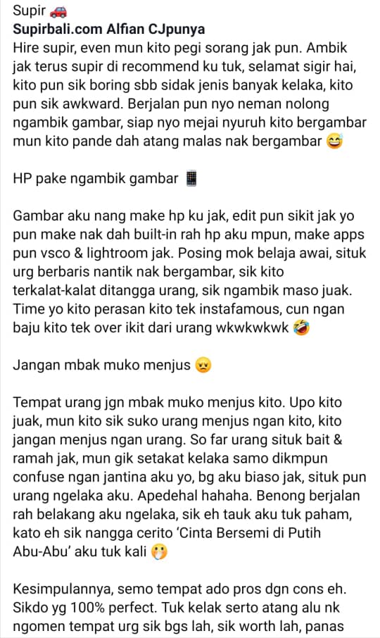 WhatsApp Image 2019 12 11 at 19.34.29 3 Pemuda Ini Tular Gara-Gara Guna Dialek Melayu Saratok Kongsi Pengalaman Melancong Ke Bali