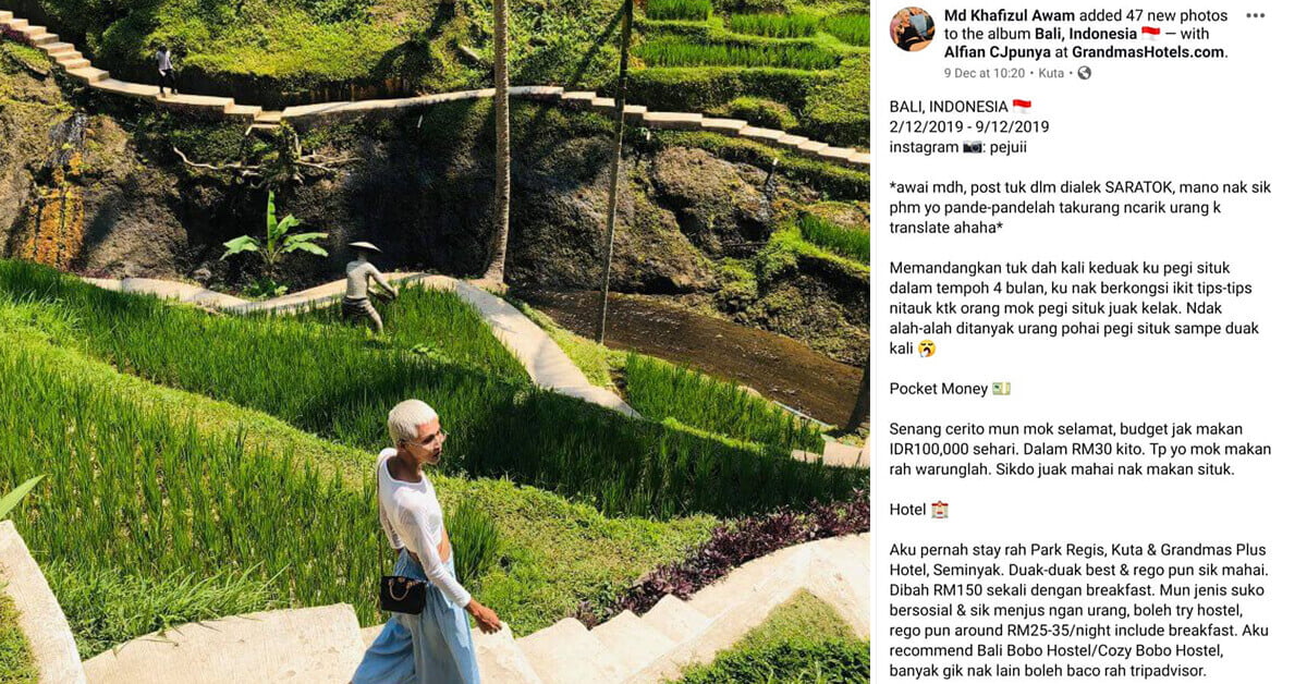 Pemuda Ini Tular Gara-Gara Guna Dialek Melayu Saratok Kongsi Pengalaman Melancong Ke Bali