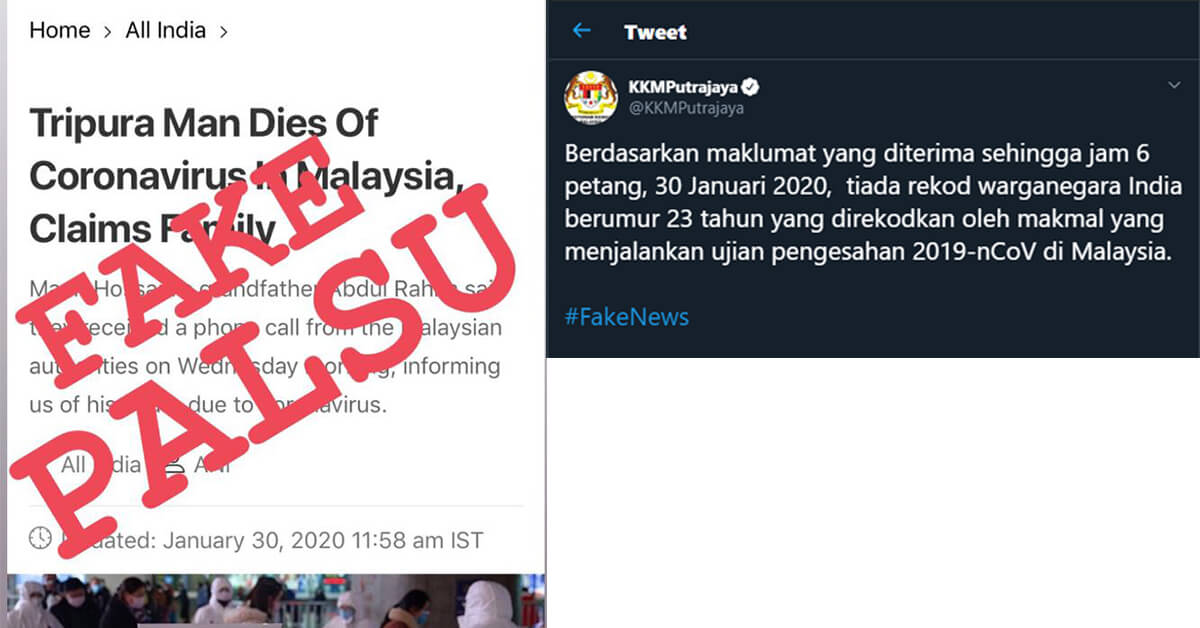 Media Dari India Mula Tabur Fitnah Rakyatnya Mati Di Malaysia Kerana Wuhan Coronavirus