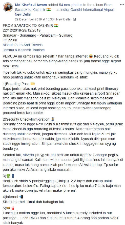 Pemuda Ini Kembali Lagi, Kali Ini Kongsi Panduan Ke Kashmir Pula