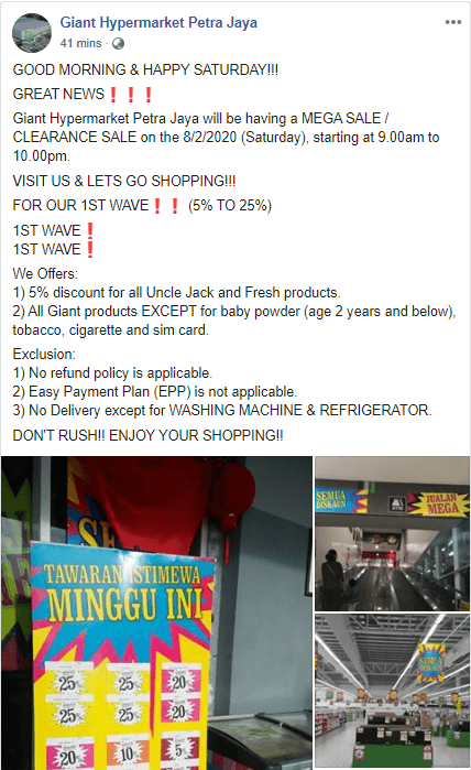 Selepas Tabuan, Giant Petrajaya Pula Buat Clearance Sale