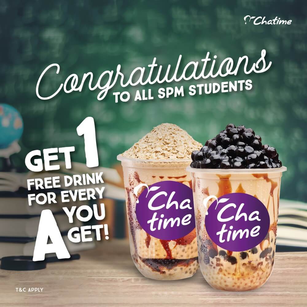 Chatime Buat Kejutan Untuk Pelajar SPM 2019, Layak Tebus Minuman Percuma Untuk Setiap A