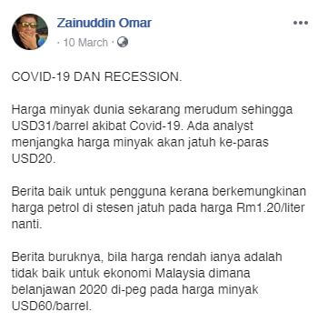 Krisis COVID-19 : Otai Ini Berkongsi Pendapat Bagaimana Menghadapi Krisis Ekonomi