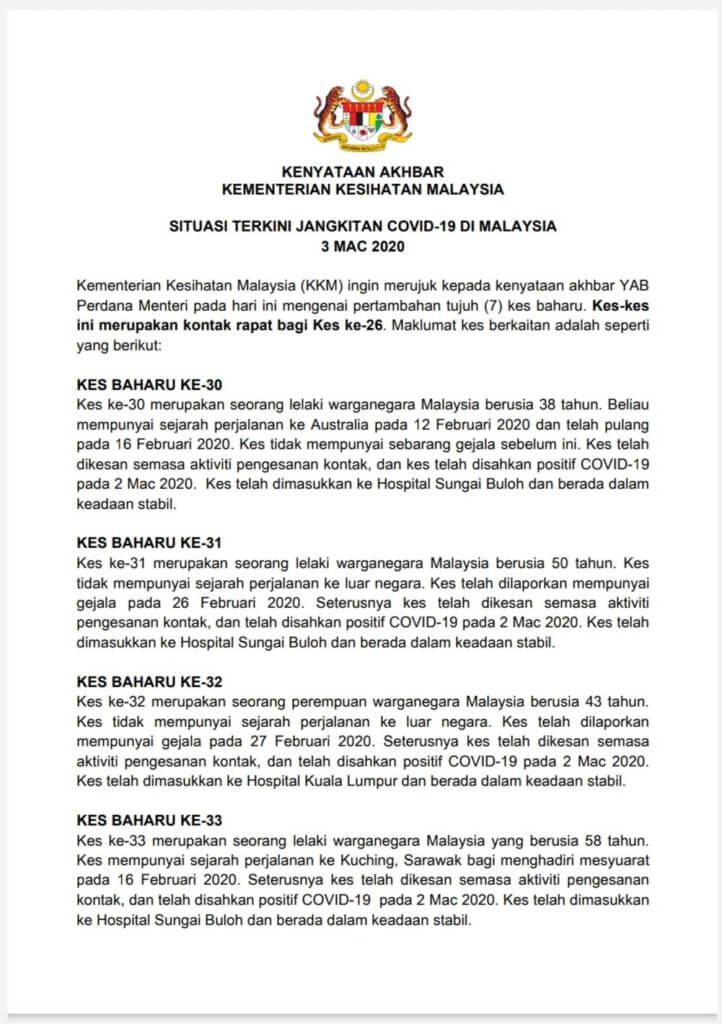 Lelaki Dengan Sejarah Rekod Perjalanan Ke Kuching Sah Positif COVID-19