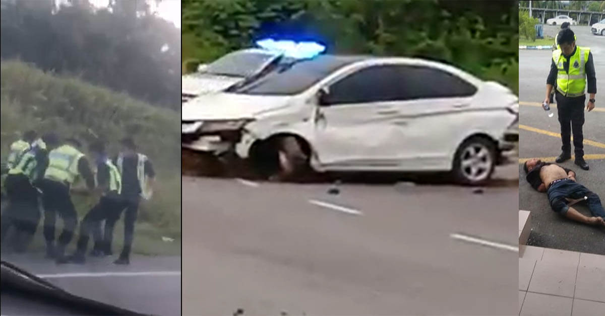 TULAR : Video Lelaki Ingkar Perintah Kawalan Pergerakan Langgar Kenderaan Polis Di Sarawak