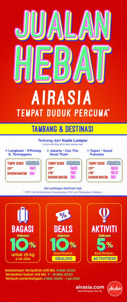 Jualan Hebat Tempat Duduk Percuma AirAsia Kembali Lagi 8 Jualan Hebat Tempat Duduk Percuma AirAsia Kembali Lagi