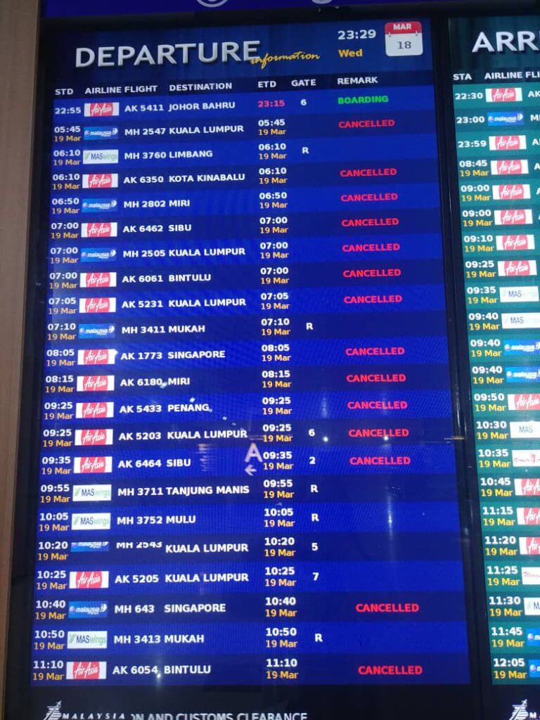 TERKINI! Hampir Kesemua Penerbangan Dalam Dan Keluar Sarawak Dibatalkan