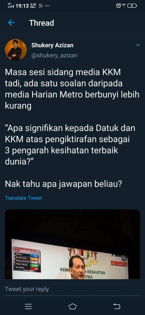 Dipuji Sebagai Pengarah Kesihatan Terbaik Dunia, Ini Respon Padu DG Hisham
