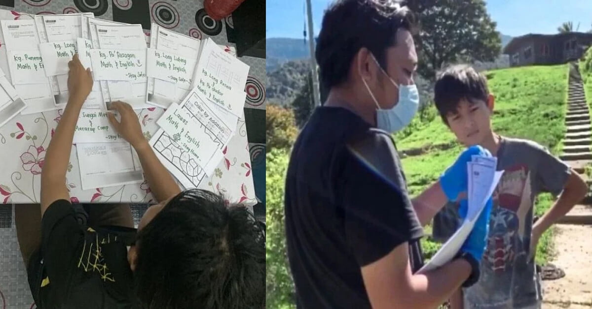 Berjalan Selama 6 Jam, Cikgu Ini Lawat Para Pelajar Di Kampung Untuk Mengedar Kerja Rumah Sekolah