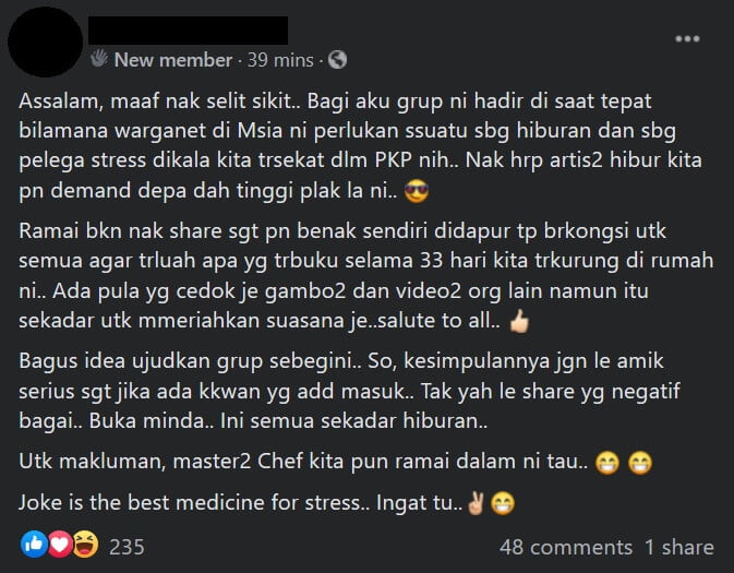 Tiba-Tiba Tular, 'Group' Masakan Tak Jadi Penghibur Terbaru Netizen