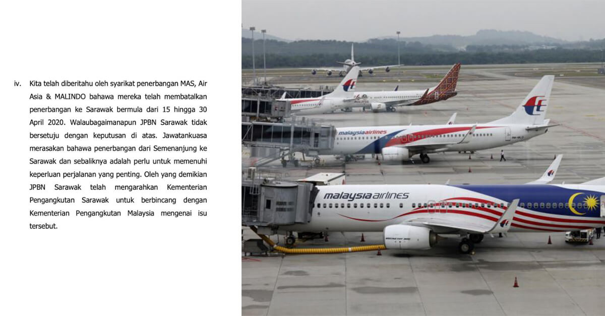 AirAsia, MAS dan Malindo Air Batal Semua Penerbangan Ke Sarawak Sehingga 30 April 2020