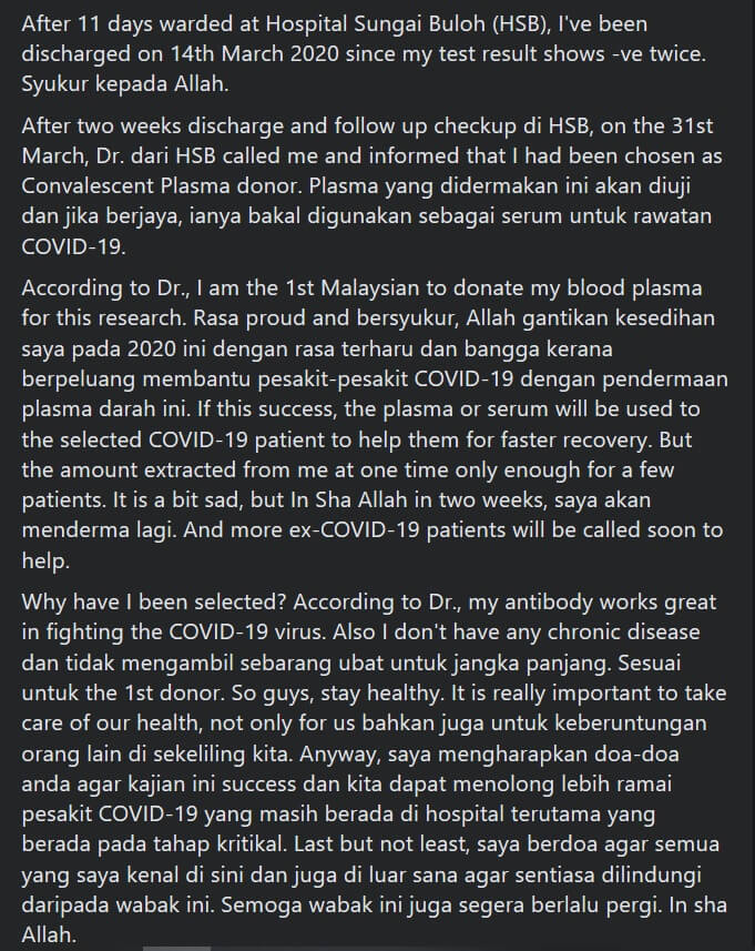Plasma Darah Diuji Untuk Rawat COVID-19 Di Malaysia, Lelaki Ini Jadi Penderma Pertama 10 Plasma Darah Diuji Untuk Rawat COVID-19 Di Malaysia, Lelaki Ini Jadi Penderma Pertama