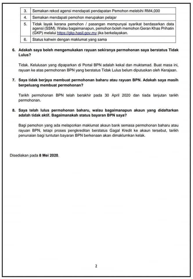 Status Lulus Permohonan Baru Dan Rayuan BPN Boleh Disemak Mulai Hari Ini