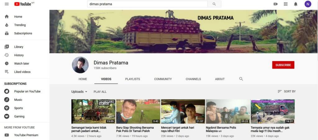Selamba Tayang Hidup Sebagai Pekerja Sawit, Lelaki Ini Mampu Raih 153K 'Subscribers'