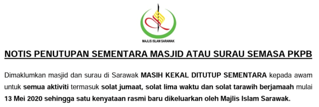 Surau Dan Masjid Di Sarawak Masih Ditutup Untuk Orang Awam Sehingga Satu Masa Sesuai Kelak 7 Surau Dan Masjid Di Sarawak Masih Ditutup Untuk Orang Awam Sehingga Satu Masa Sesuai Kelak