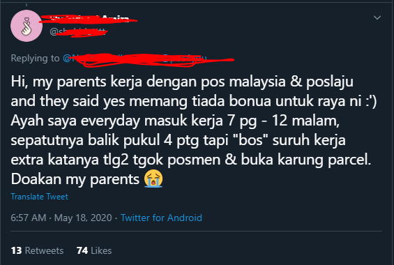 Tak Dapat Bonus, Posmen Terduduk Lencun Selepas Hujan Runtun Simpati Netizen