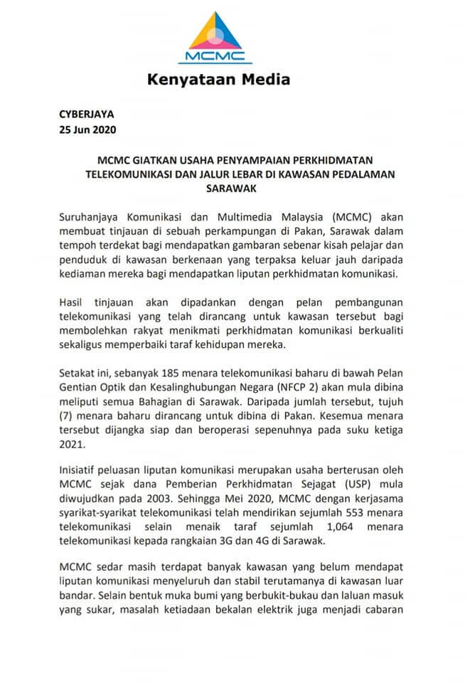 Kisah Pelajar Cari Internet Untuk Belajar Di Pakan Akhirnya Dapat Perhatian SKMM