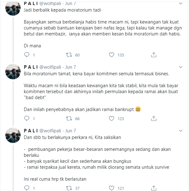 Lelaki Ini Kongsi Kesan Ekonomi Selepas Berakhirnya Moratorium