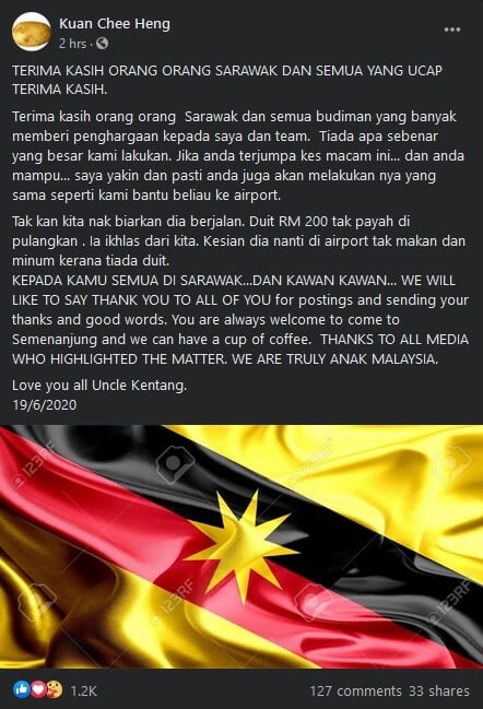 Uncle Kentang Bantu Lelaki Sarawak Berjalan Kaki Sejauh 80 KM Untuk Ke KLIA