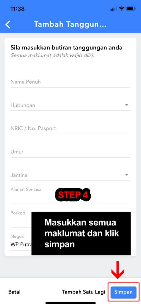 Ini Panduan Ringkas Masukkan Nama Tanggungan Dalam Aplikasi MySejahtera