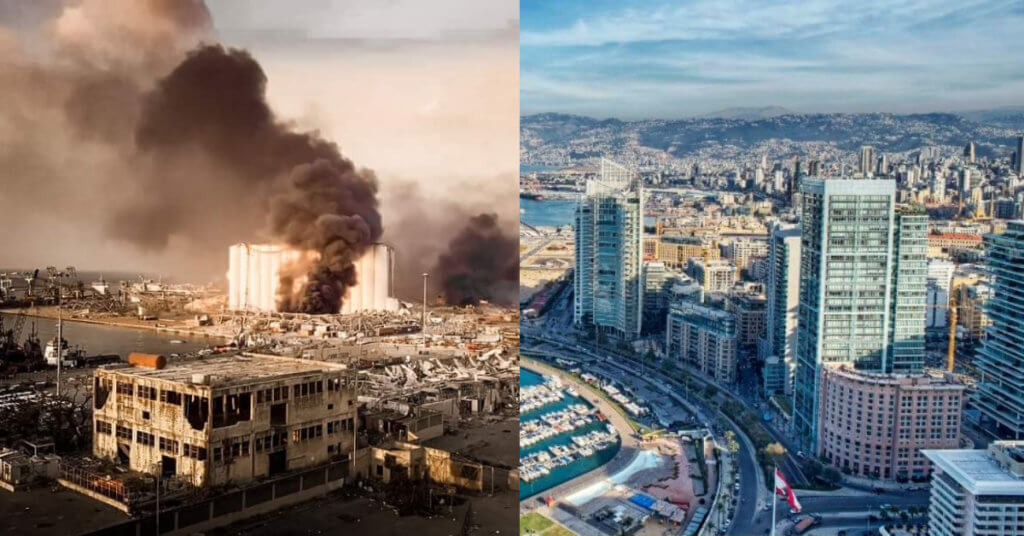 Persis Skala Letupan Bom Atom, Kota Beirut Di Lubnan Hancur Sekelip Mata