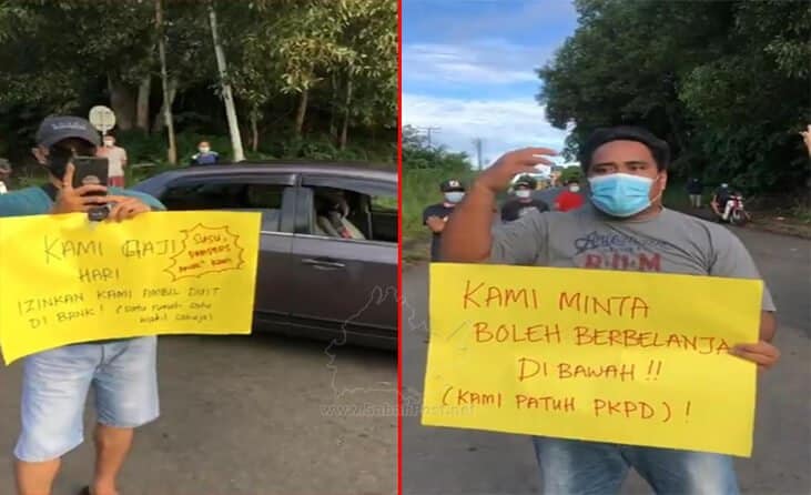 Bantuan Tak Sampai-Sampai, Penduduk Di PKPD Semarak Sabah Protes Bekalan Disekat
