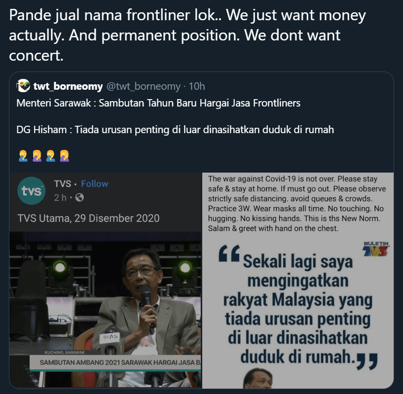 Artis Tak Perlu Kuarantin, Netizen Kecewa SOP Kuarantin Antara Dua Darjat Di Sarawak