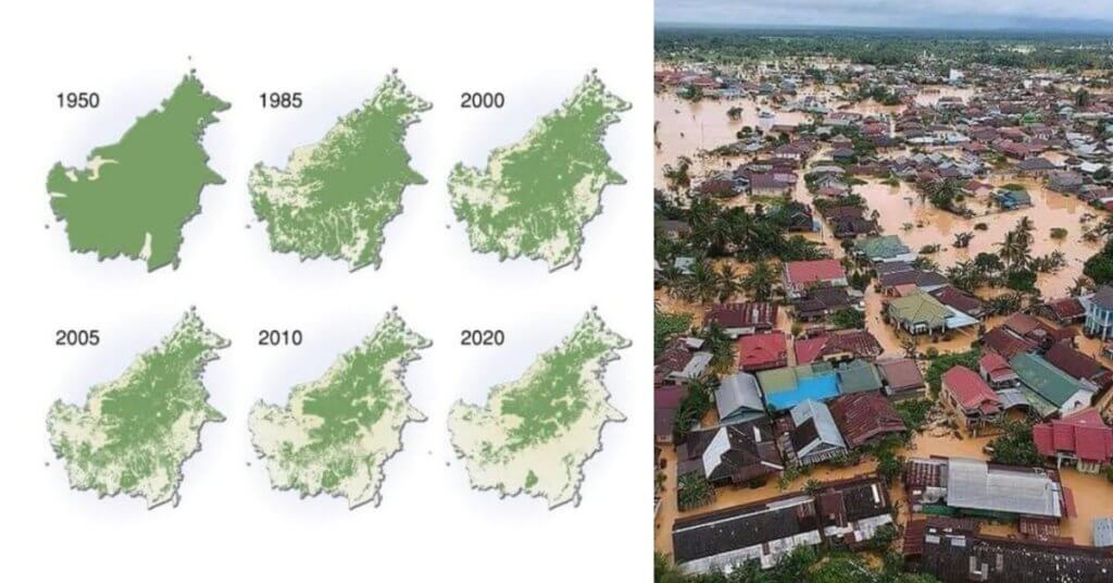 Kalimantan Selatan Turut Dilanda Banjir Teruk, Lelaki Ini Dedah Peta Pulau Borneo Yang Semakin Gondol