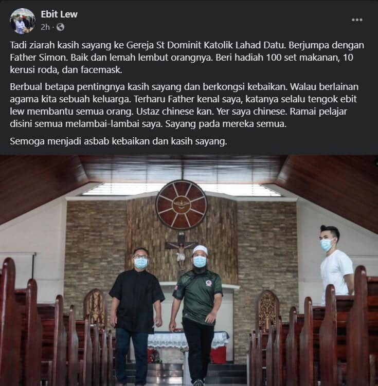 Lawatan Ustaz Ebit Liew Ke Gereja Katolik Di Lahad Datu Buat Netizen Bangga Dan Terharu