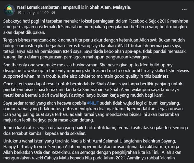 Gerai Baru Nasi Lemak Jambatan Tamparuli Di Shah Alam Beri 100 Bungkus Nasi Lemak Percuma Selama 6 Hari