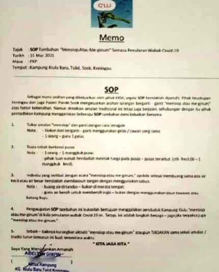 Buat Langkah Ekstra, Ketua Kampung Di Sabah Ini Tambah SOP Baru 'Moginum'