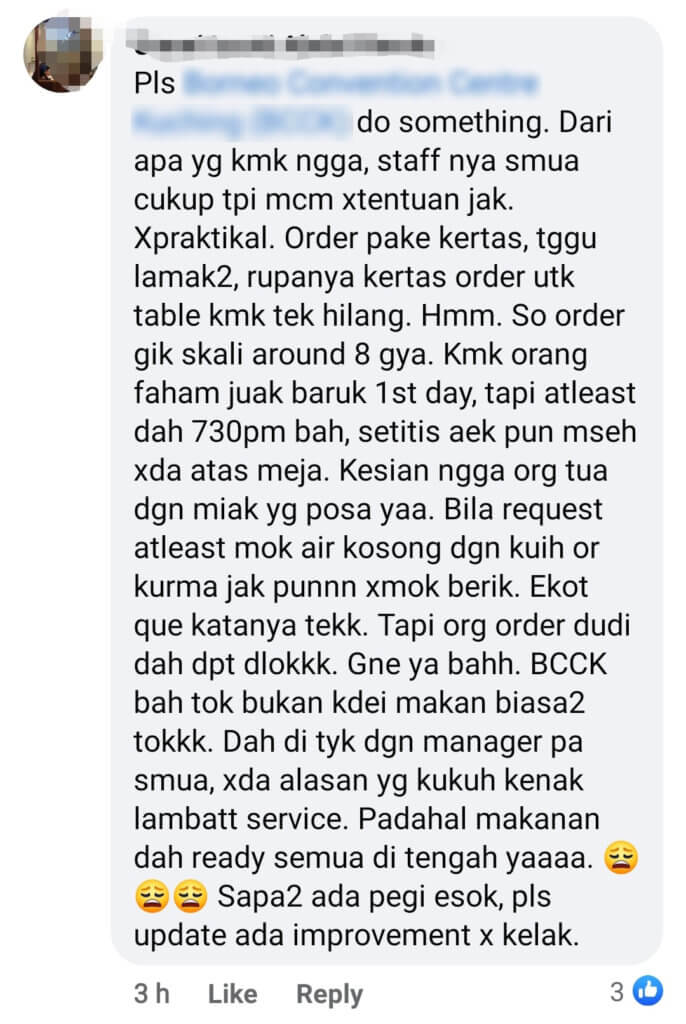 Tunggu Lebih 2 Jam, Netizen Bengang Servis Buruk Pakej Berbuka Pusat Konvensyen Di Kuching