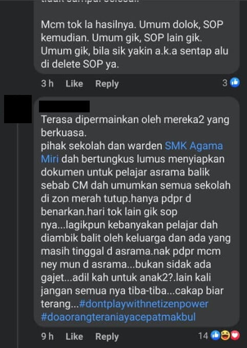 Ibu Bapa Berang Dengan SOP Pelajar Asrama Tidak Dibenarkan Pulang Rumah Di Saat Akhir