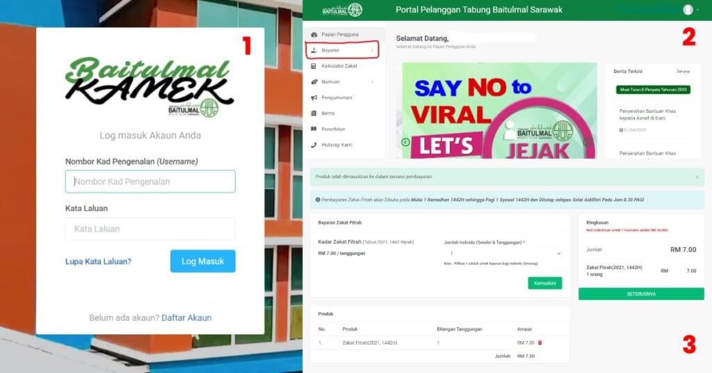 Ditetapkan Pada Kadar RM 7, Ini Panduan Bayar Zakat Fitrah Sarawak Secara Online