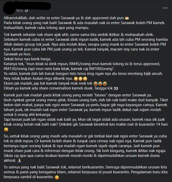 Setinggi RM130 Seorang, Netizen Kongsi Kos Upah 'Cekik Darah' Untuk Bantu Isi enterSarawak 8 Setinggi RM130 Seorang, Netizen Kongsi Kos Upah 'Cekik Darah' Untuk Bantu Isi enterSarawak
