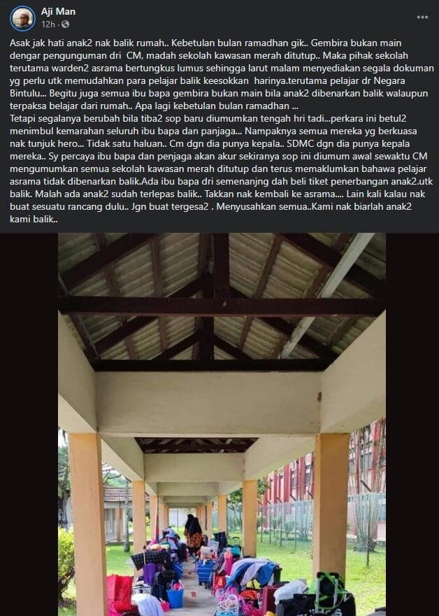 Ibu Bapa Berang Dengan SOP Pelajar Asrama Tidak Dibenarkan Pulang Rumah Di Saat Akhir