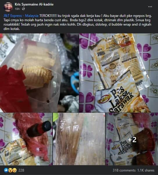 Kotak Kek Lapis Sarawak Ditebuk, Netizen Berang Barang Kiriman Banyak Lesap Dan Rosak