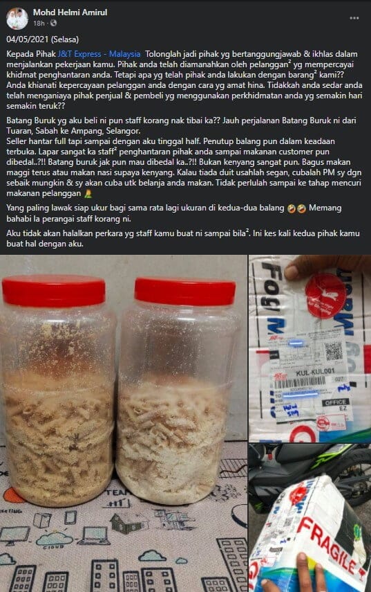 Kotak Kek Lapis Sarawak Ditebuk, Netizen Berang Barang Kiriman Banyak Lesap Dan Rosak