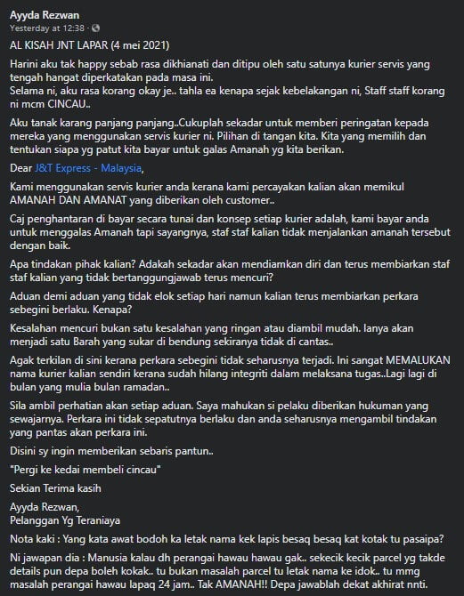 Kotak Kek Lapis Sarawak Ditebuk, Netizen Berang Barang Kiriman Banyak Lesap Dan Rosak