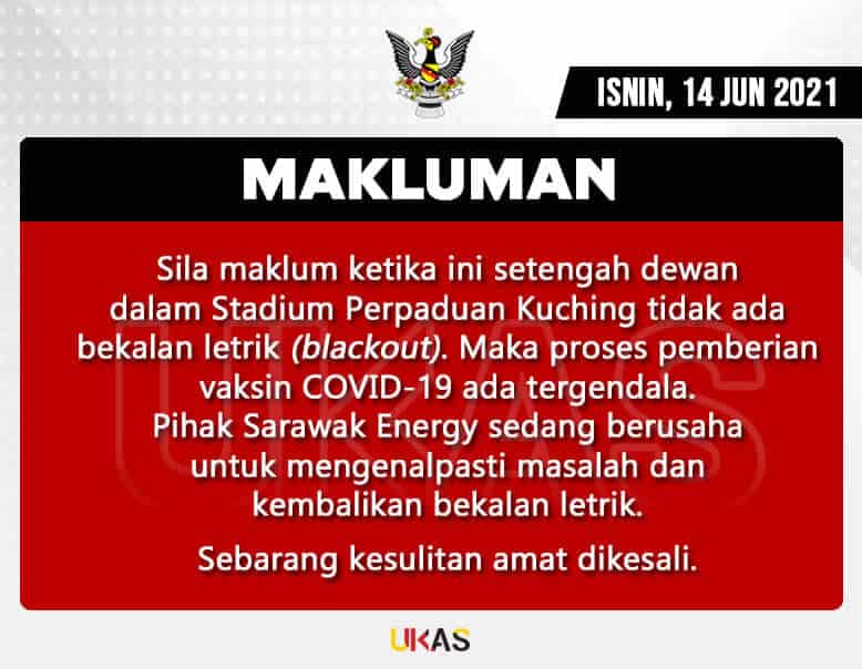 Lebih Sesak Dari Pasar Malam, Gangguan Bekalan Elektrik Jejaskan Urusan Vaksinasi Di Stadium Perpaduan Kuching