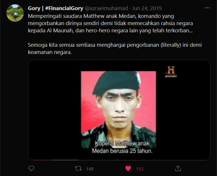 Koperal Matthew, Askar Sarawak Yang Terkorban Dalam Sejarah Hitam Al-Maunah Tahun 2000