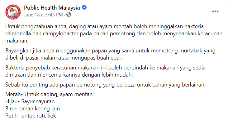Papan Pemotong Sama Punca Keracunan Makanan, Ini Cara Dari Pakar Untuk Asing Bahan Memotong