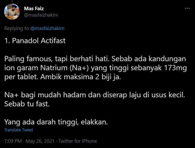 Ini 6 Jenis Panadol Dengan Fungsi Berbeza, Pesakit Darah Tinggi Dilarang Makan No. 1