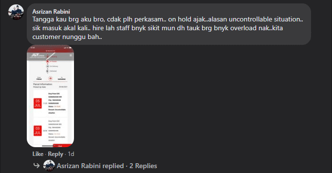 J&T Kuching Buat Hal Lagi, Netizen Kesal Dengan Servis Kurier Yang Acap Kali Cuai Dan Tidak Amanah