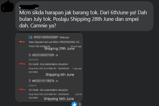 Susulan Servis Kurier Sarawak Yang Makin Memburuk, Ruangan Komen Facebooknya Diserang Netizen