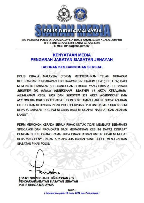 "Ini Fitnah Dan Tuduhan Melampau", Ustaz Ebit Lew Bagi Keterangan Laporan Kes Gangguan Seksual