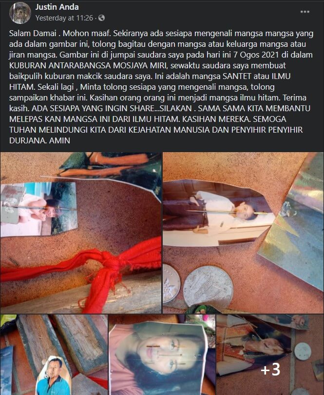 Jumpa Gambar Orang Dicucuk Jarum Di Tanah Kubur Miri, Lelaki Ini Syak Mangsa Terkena Ilmu Hitam