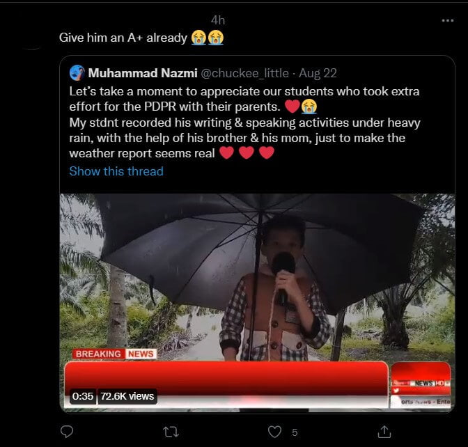 [VIDEO] Sanggup Buat Liputan Cuaca Dalam Hujan, Usaha PDPR Budak Lelaki Di Lawas Ini Terima Pujian Netizen
