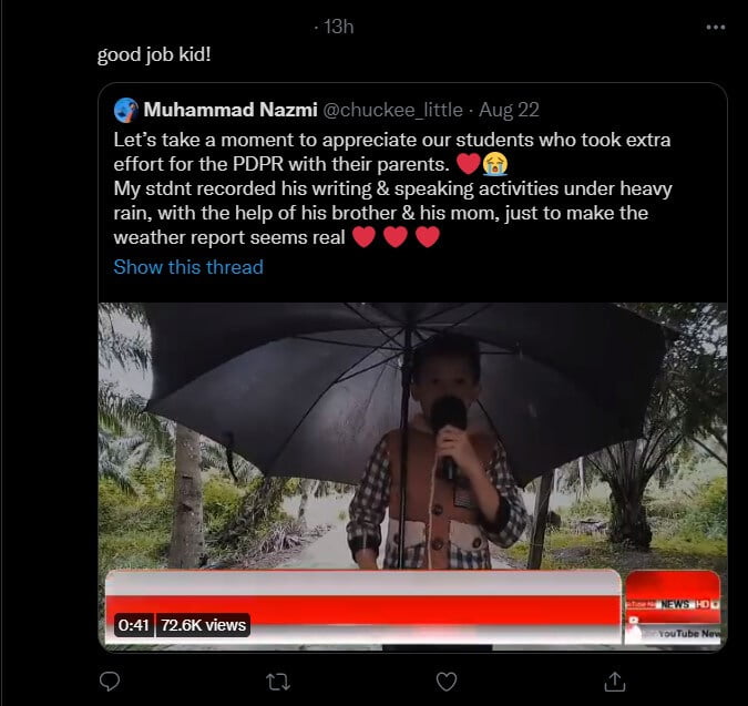 [VIDEO] Sanggup Buat Liputan Cuaca Dalam Hujan, Usaha PDPR Budak Lelaki Di Lawas Ini Terima Pujian Netizen
